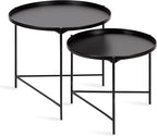 Kate and Laurel Ulani Modern Nesting Coffee Table, Set of 2, Black, Sophisticated Coffee Table Set for Storage and Display