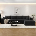 135.4" Cloud Sectional Couch with L-Shape Chaise,Modern Modular Sofa with Deep Seat, Upholstered Couches for Living Room Bedroom Apartments,No Assembly Required, (Black,Right Facing Chaise)