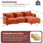 ELUCHANG Oversized 113" Modular Sectional Sofa, Comfy Cloud Couch, L Shaped Deep Seat Sofa Couches for Living Room, 4-Seater Modern Sofa with Movable Ottoman, DIY Combination - Chenille Terracotta