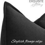 ZWJD Black Pillow Covers 18x18 Set of 2 Chenille Throw Pillow Covers with Elegant Design Soft and Luxurious Decorative Throw Pillows for Couch, Bed, and Home Decor