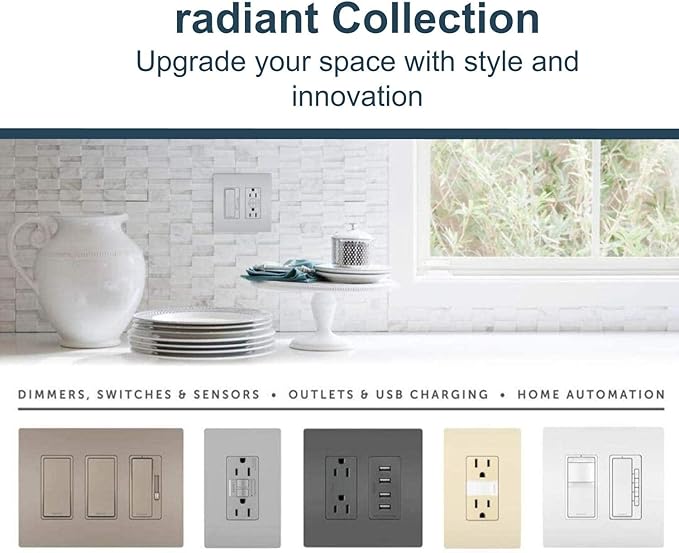 Legrand radiant NTLFULLTCCC6 Full Adjustable LED Night Light Outlet, For Hallways and Stairs, Optional Louver, Black/Light Almond/Ivory (1 Count)