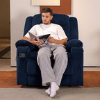 EONIX Lay Flat Power Lift Recliner Chair with Heat and Massage, Dual Motor Electric Lift Chair for Elderly for Postoperative Recovery, 400lbs Heavy Duty, Cup Holders, Lumbar Pillow, Navy Blue