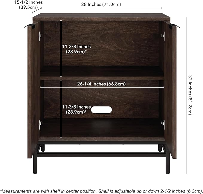 Henn&Hart 28" Fluted Wooden Accent Cabinet, Modern Ribbed Sideboard Buffet Cabinet with 2 Doors and an Adjustable Shelf for Living Room, Dining Room, Bedroom or Entryway, Alder Brown