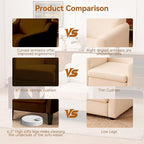 Accent Chair for Living Room, Modern Velvet Living Room Chairs with Wide Backrest, Upholstered Comfy Chair with Cushion, Oversized Sofa Chairs with Wood Legs, Single Armchairs, Brown