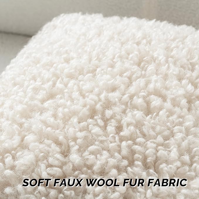 FUTEI Beige Decorative Throw Pillow Covers 12x20 Inch Set of 2,Soft Fluffy Faux Wool Fur Boucle Textured Lumbar Pillow Case,Modern Home Decor for Couch Bed Living Room Office