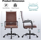 Office Desk Chair, Ergonomic Conference Room Chairs, PU Leather Executive Ribbed Computer Chair, Swivel Rolling Chair for Home Office