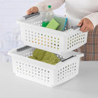 Sterilite Stackable Storage Bin and Organization Basket with Flip Down Accent Rails for Home and Household Organization, Medium, White (30 Pack)