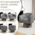 Swivel Accent Chair Set of 2, Modern 360° Swivel Barrel Chair, Corduroy Upholstered Single Sofa for Living Room, Bedroom(Gray)