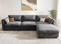 KKL Modular Sectional Oversize Sofa with Adjustable Backrest, 113" L Shaped Couches for Living Room, Down Filled Sectional Sofa Couch with Storage Ottoman Chenille, Grey