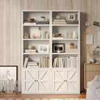 MXV 6 Tier 71" Tall Wooden Bookshelf&Bookcase with Doors, Storage Shelves Organizer, Floor Standing Modern Display Cabinet Shelves, Home Decor Furniture for Home Office, Living Room, Bedroom, White