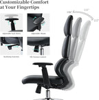 EUREKA ERGONOMIC Remi High Back Office Chair, PU Leather Office Chair with Wheels, Leather Desk Chair, Executive Office Chair Comfy for Home & Office, Black