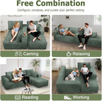 108” Cloud Sectional Couch, Modular Sectional Sofa with Deep Seat, Corduroy Boneless Couches with Chaise for Living Room Bedroom, No Assembly Required