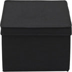 Household Essentials Large Fabric Storage Box With Lid Box, Black, Set of 2