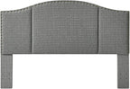 24KF Middle Century Linen Upholstered Tufted King Size Headboard with Antique Brass Nail Heads Trim King/California King headboard-Granite
