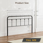 Full Size Headboard with Black Metal Construction, Adjustable Height, Spindle Detail and Elegant Curves Design, Farmhouse and Vintage Style,Steel Headboard Only for Bedroom