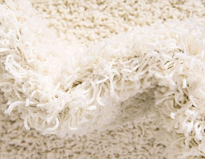 Unique Loom Solid Shag Collection Area Rug (6' 1" x 9' Rectangle, Pure Ivory)