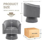 Swivel Accent Chair Set of 2, Modern 360° Swivel Barrel Chair, Corduroy Upholstered Single Sofa for Living Room, Bedroom(Gray)