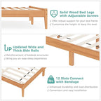 Solid Wood Full Bed Frame, Farmhouse Platform Bed with Ladder Headboard, Malaysian Oak Platform Bed Frames with Wood Foundation, Noise-Free, Easy Installation, Full Size, Rustic Pine