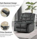 CANMOV Manual Recliner Chair, Single Reclining Sofa with Overstuffed Backrest and Armrest for Living Room, Bedroom Furniture, Grey