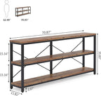 Tribesigns 71" Sofa Tables Extra Long Couch Table, Narrow Long Console Table, Entryway Table,Sofa Table with 3 Tiers Storage Shelves (Rustic Brown)