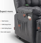 MCombo Power Lift Recliner Chair Sofa with Massage and Heat, Adjustable Headrest, 3 Positions, USB Ports, for Elderly People, 7533 (Faux Leather, Dark Gray)