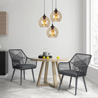 JOIVI Outdoor Dining Chairs Set of 2, 2 Pieces Woven Rope Patio Chairs with Armrest and Seat Cushions for Outside Porch, Balcony or Indoor Kitchen, Restaurant, Gray