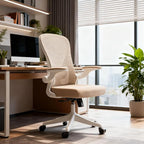Ergonomic Office Chair with Adjustable Lumbar Support & Flip-Up Armrests - High Back Computer Desk Chair with Thickened Seat Cushion, Rolling Wheels for Home/Office Study Work