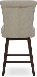 CHITA 26 Inch Counter Height Swivel Bar Stool, FSC Certified Modern Upholstered Faux Leather Swivel Barstool Chair with Back, Stone Gray