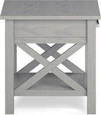 SIMPLIHOME Kitchener SOLID WOOD 21 Inch Wide Square Contemporary End Side Table in Fog Grey, For the Living Room and Bedroom