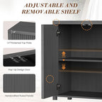 YOUDENOVA Fluted Buffet Cabinet with Storage, Modern Sideboard Cabinets with 4 Doors & Adjustable Shelves, Accent 56” Credenza Storage Cabinet, Wood Entryway Cabinet for Living Room Hallway, Grey