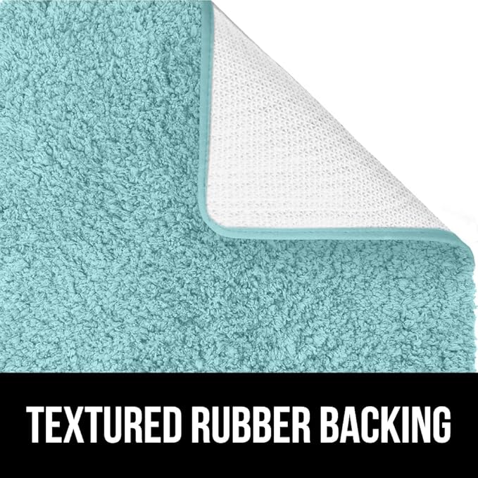 GORILLA GRIP Bathroom Rugs, 60x24, Ultra Soft Absorbent Mat, Thick Plush Bath Rug, Machine Washable, Microfiber Quick Dry, Mats for Shower, Bathtub and Floor, Home Decor Accessories, Spa Blue