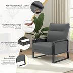 Faux Leather Accent Chairs Set of 2 with Flip Up Tray Tables Soft Backrest for Living Room Office Bedroom Modern Accent Chairs, Gray