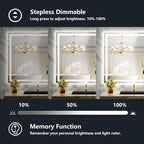 44x30 Inch LED Bathroom Mirror with Lights Front and Backlit Lighted Vanity Mirror for Bathroom Wall with 3 Colors Dimmable Anti-Fog Memory Shatter-Proof IP54 Waterproof Horizontal/Vertical