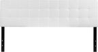 EMMA + OLIVER Quilted Tufted Upholstered King Size Headboard in White Fabric