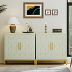 HLR Accent Cabinet with Gold Trim Set of 2,Storage Cabinet with 2 Doors,Modern Wooden Sideboard for Living Room, Kitchen, Office and Hallway(Green)
