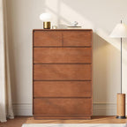 Solid Wood Dresser for Bedroom, Natural Solid Wood 6 Drawer Dresser,45.3" Tall Mid Century Modern Chest of Drawers, Closet Storage Organizer for Living Room, Bedroom