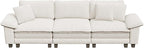 PHI VILLA Cloud Modular Couches Sets, 123.6" Long Sectional Sofa with Upholstered Deep Seat, 3-Seater Couch for Living Room Small Spaces, Chenille Corduroy Dual Fabric, Beige
