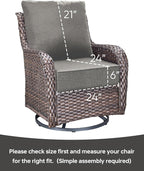 Luxury 24x24x6 Inch Outdoor Seat Cushions - Set of 2 Water Resistant Patio Chair Comfortable Cushion for Porch Set Rattan Dining Rocker Glider Chairs Loveseat Couch Sectional Sofa - Grey