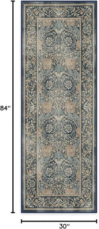 RUGGABLE x Morris & Co Machine Washable Runner Rug – Honeysuckle & Tulip Blue 2.5x7, Stain-Resistant, Non-Slip – Washable Rug for Hallway, Entryway, Living Room & Kitchen–with Cushioned Pad