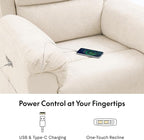 FLEXISPOT XRC6-Pro Nursery Power Glider Recliner with Adjustable Headrest, 270° Swivel Rocker Recliner for Nursery w/Massage & Heat, Water & Stain Resistant Ribbed Chenille, FSC Certified, Beige