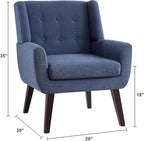 HUIMO Accent Chairs Set of 2,Upholstered Button-Tufted Linen Living Room Chairs,Mid Century Modern Armchair with Fabric,Comfy Arm Chairs for Club Living Room Reading Bedroom,Waiting Room Dark Blue