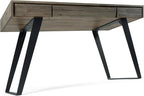 SIMPLIHOME Lowry Desk - 54-Inch Wide Solid Acacia Wood and Metal Writing Desk in Distressed Grey, Modern Industrial Home Office Computer Table with 2 Drawers and Flip-Down Keyboard Tray