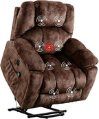 CANMOV Large Power Lift Recliner with Massage and Heat for Elderly, Heavy Duty Lift Recliner for Seniors with USB Port, 2 Hidden Cup Holders (Camel Brown)