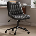 Armless Desk Chair, Armless Office Chair with Wheels, Small Desk Chair No Arms for Home Office, Swivel Vantiy Chair with Backs for Bedroom, Rolling Task Chair for Small Space, Black