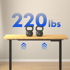 FLEXISPOT E3 Bamboo Dual Motor 55x28 Inch Electric Height Adjustable Standing Desk Whole-Piece Board Desk Sit Stand Up Desk (Black Frame + Bamboo Desktop)