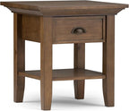 SIMPLIHOME Redmond SOLID WOOD 19 inch Wide Square Transitional End Side Table in Rustic Natural Aged Brown for the Living Room and Bedroom