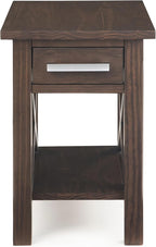 SIMPLIHOME Kitchener SOLID WOOD 14 inch Wide Rectangle Contemporary Narrow Side Table in Warm Walnut Brown for the Living Room and Bedroom