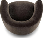 CHERS Swivel Accent Chair, Mid Century Modern Round Barrel Chairs, Upholstered Velvet Fabric Home Sofa Living Room with Solid Wood Base, Single Sofa Lounge Chair, Espresso