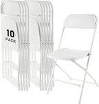 SEALAMB Plastic Folding Chairs 10 Pack, White Commercial Portable Indoor/Outdoor Chairs for Home Office, Wedding, Events Parties with Steel Frame, 350lbs Capacity (White-Plastic, 10 Pack)