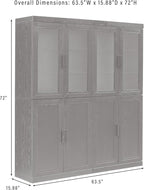 Crosley Furniture Essen 2-Piece Glass Door China Hutch Kitchen Pantry Storage Cabinet Set, Dining Room, Black
